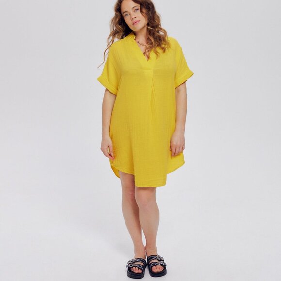 Crepe Tunic | Caftan style | Size M | Golden Yellow - Mustard - Picture 2 of 7